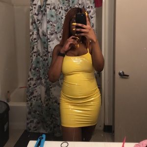 Yellow Latex fashion nova dress
